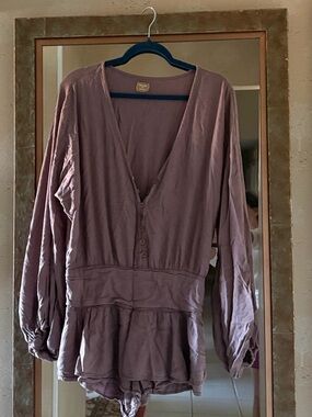 Free People Mauve Long Sleeve Romper